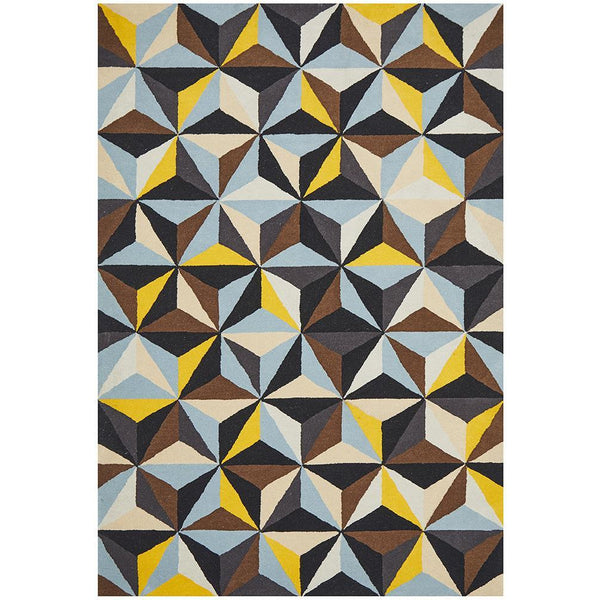 Lecce 1320 Multi Colour Geometric Pattern Wool Rug - Rugs Of Beauty - 1