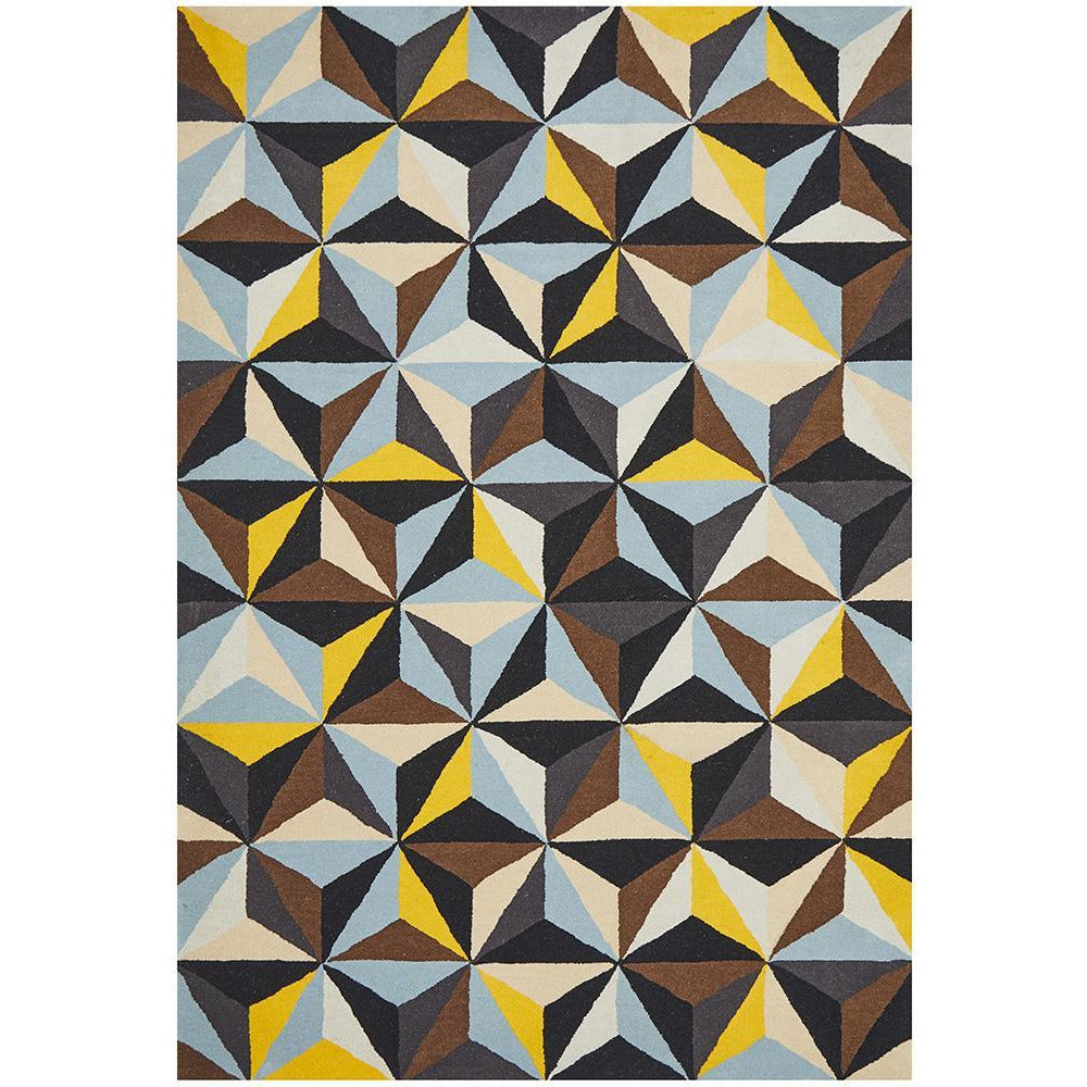 Lecce 1320 Multi Colour Geometric Pattern Wool Rug - Rugs Of Beauty - 1