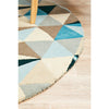 Lecce 1321 Blue Multi Colour Geometric Pattern Wool Round Rug - Rugs Of Beauty - 6