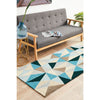Lecce 1321 Blue Multi Colour Geometric Pattern Wool Runner Rug - Rugs Of Beauty - 3