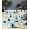 Lecce 1321 Blue Multi Colour Geometric Pattern Wool Rug - Rugs Of Beauty - 2