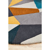 Lecce 1322 Blue Yellow Grey Multi Colour Geometric Pattern Wool Round Rug - Rugs Of Beauty - 7