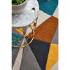 Lecce 1322 Blue Yellow Grey Multi Colour Geometric Pattern Wool Round Rug - Rugs Of Beauty - 6