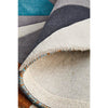 Lecce 1322 Blue Yellow Grey Multi Colour Geometric Pattern Wool Round Rug - Rugs Of Beauty - 9