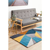 Lecce 1322 Blue Yellow Grey Multi Colour Geometric Pattern Wool Runner Rug - Rugs Of Beauty - 3