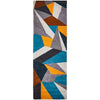 Lecce 1322 Blue Yellow Grey Multi Colour Geometric Pattern Wool Runner Rug - Rugs Of Beauty - 1