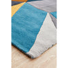 Lecce 1322 Blue Yellow Grey Multi Colour Geometric Pattern Wool Runner Rug - Rugs Of Beauty - 6