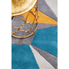 Lecce 1322 Blue Yellow Grey Multi Colour Geometric Pattern Wool Runner Rug - Rugs Of Beauty - 5