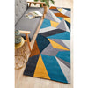 Lecce 1322 Blue Yellow Grey Multi Colour Geometric Pattern Wool Runner Rug - Rugs Of Beauty - 2