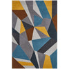 Lecce 1322 Blue Yellow Grey Multi Colour Geometric Pattern Wool Rug - Rugs Of Beauty - 1