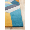 Lecce 1322 Blue Yellow Grey Multi Colour Geometric Pattern Wool Rug - Rugs Of Beauty - 4