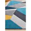 Lecce 1322 Blue Yellow Grey Multi Colour Geometric Pattern Wool Rug - Rugs Of Beauty - 5