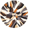 Lecce 1323 Brown White Grey Multi Colour Geometric Pattern Round Wool Rug - Rugs Of Beauty - 1