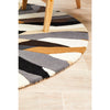 Lecce 1323 Brown White Grey Multi Colour Geometric Pattern Round Wool Rug - Rugs Of Beauty - 6