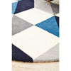 Lecce 1324 Blue Grey White Multi Colour Geometric Pattern Round Wool Rug - Rugs Of Beauty - 7