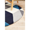 Lecce 1324 Blue Grey White Multi Colour Geometric Pattern Round Wool Rug - Rugs Of Beauty - 6