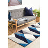 Lecce 1324 Blue Grey White Multi Colour Geometric Pattern Wool Runner Rug - Rugs Of Beauty - 3