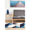 Lecce 1324 Blue Grey White Multi Colour Geometric Pattern Wool Runner Rug - Rugs Of Beauty - 4
