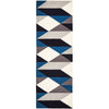 Lecce 1324 Blue Grey White Multi Colour Geometric Pattern Wool Runner Rug - Rugs Of Beauty - 1