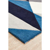 Lecce 1324 Blue Grey White Multi Colour Geometric Pattern Wool Runner Rug - Rugs Of Beauty - 6