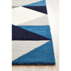 Lecce 1324 Blue Grey White Multi Colour Geometric Pattern Wool Runner Rug - Rugs Of Beauty - 7