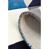 Lecce 1324 Blue Grey White Multi Colour Geometric Pattern Wool Runner Rug - Rugs Of Beauty - 9
