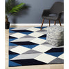 Lecce 1324 Blue Grey White Multi Colour Geometric Pattern Wool Rug - Rugs Of Beauty - 2