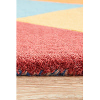 Lecce 1325 Rust Blue Navy Multi Colour Geometric Pattern Round Wool Rug - Rugs Of Beauty - 8