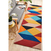 Lecce 1325 Rust Blue Navy Multi Colour Geometric Pattern Round Wool Rug - Rugs Of Beauty - 2