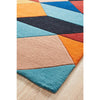 Lecce 1325 Rust Blue Navy Multi Colour Geometric Pattern Wool Rug - Rugs Of Beauty - 3
