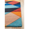 Lecce 1325 Rust Blue Navy Multi Colour Geometric Pattern Wool Rug - Rugs Of Beauty - 4