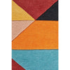 Lecce 1325 Rust Blue Navy Multi Colour Geometric Pattern Wool Rug - Rugs Of Beauty - 6