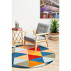 Lecce 1326 Rust Blue Navy Multi Colour Geometric Pattern Round Wool Rug - Rugs Of Beauty - 4