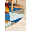 Lecce 1326 Rust Blue Navy Multi Colour Geometric Pattern Round Wool Rug - Rugs Of Beauty - 7