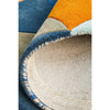 Lecce 1326 Rust Blue Navy Multi Colour Geometric Pattern Round Wool Rug - Rugs Of Beauty - 9