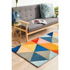 Lecce 1326 Rust Blue Navy Multi Colour Geometric Pattern Wool Runner Rug - Rugs Of Beauty - 3