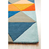 Lecce 1326 Rust Blue Navy Multi Colour Geometric Pattern Wool Runner Rug - Rugs Of Beauty - 7