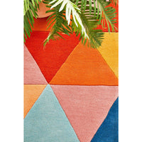 Lecce 1326 Rust Blue Navy Multi Colour Geometric Pattern Wool Runner Rug - Rugs Of Beauty - 5