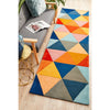 Lecce 1326 Rust Blue Navy Multi Colour Geometric Pattern Wool Runner Rug - Rugs Of Beauty - 2