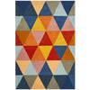 Lecce 1326 Rust Blue Navy Multi Colour Geometric Pattern Wool Rug - Rugs Of Beauty - 1