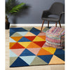Lecce 1326 Rust Blue Navy Multi Colour Geometric Pattern Wool Rug - Rugs Of Beauty - 2