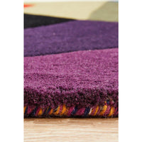 Lecce 1327 Blue Rust Purple Multi Colour Geometric Pattern Round Wool Rug - Rugs Of Beauty - 8