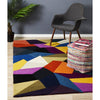 Lecce 1327 Blue Rust Purple Multi Colour Geometric Pattern Wool Rug