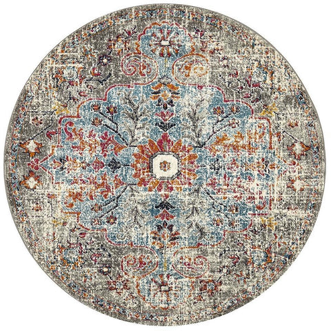 Adoni 153 Bohemian Multi Colour Round Rug - Rugs Of Beauty - 1