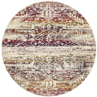 Adoni 155 Transitional Fuchsia Multi Coloured Round Rug - Rugs Of Beauty - 1