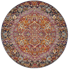 Adoni 157 Transitional Pink Rust Multi Coloured Round Rug - Rugs Of Beauty - 1