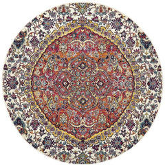 Adoni 157 Transitional Rust Beige Multi Coloured Round Rug - Rugs Of Beauty - 1