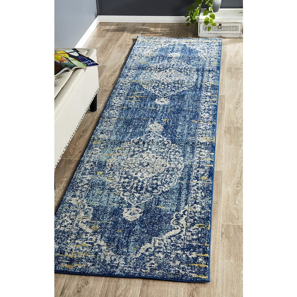 Adoni 159 Bohemian Navy Blue Runner Rug - Rugs Of Beauty - 2