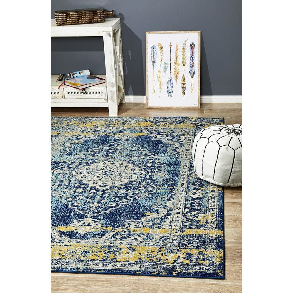 Adoni 159 Bohemian Navy Blue Rug - Rugs Of Beauty - 2
