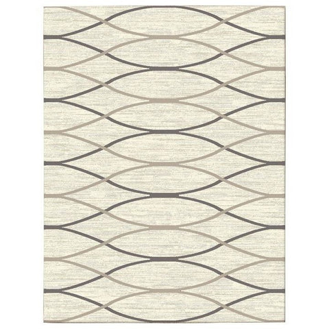 Caldwell Cream Thin Wave Abstract Patterned Modern Rug
